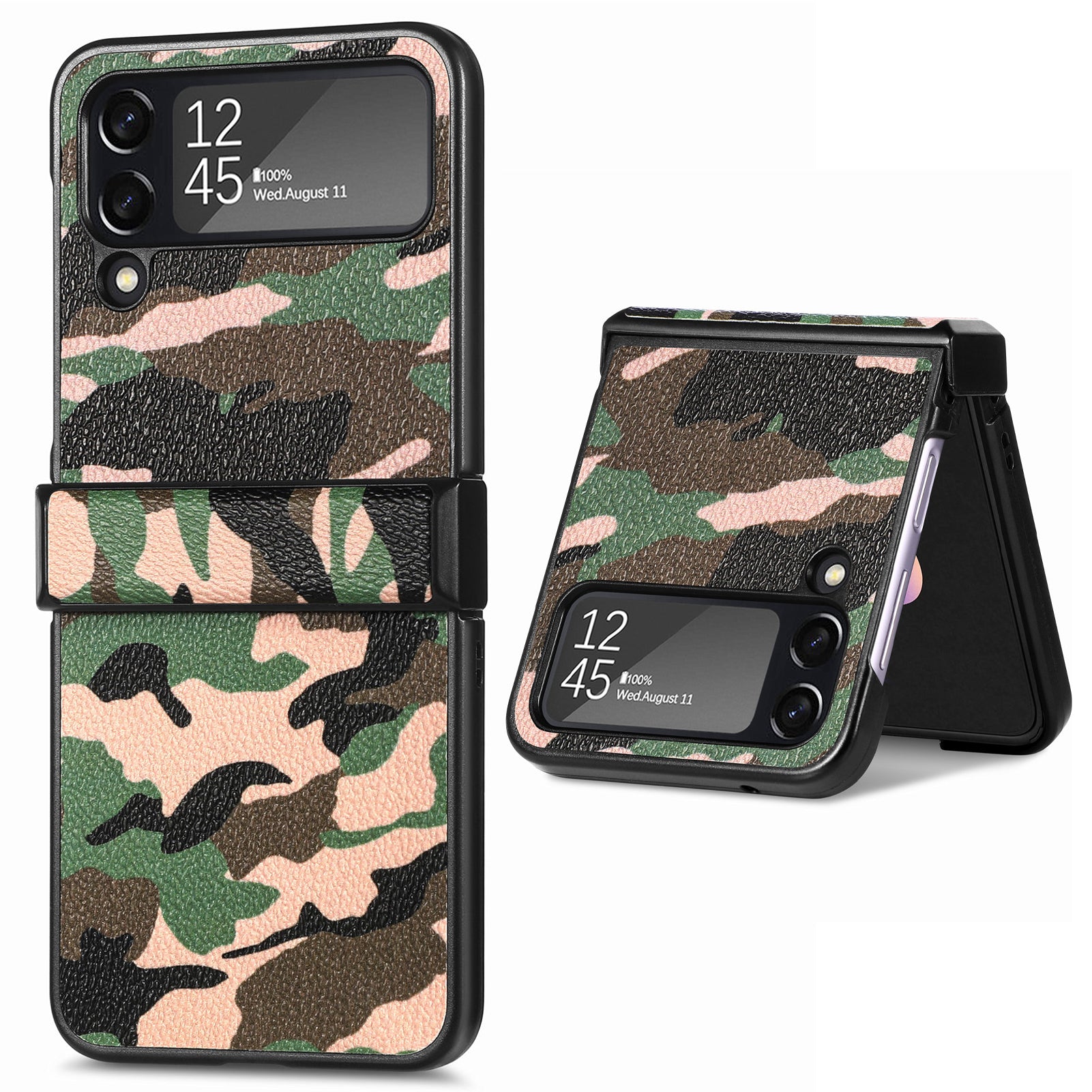 For Samsung Galaxy Z Flip4 5G Camouflage Pattern Phone Case PU Leather Coated PC Anti-scratch Cover For Samsung Galaxy Z Flip4 5G Camouflage Pattern Phone Case PU Leather Coated PC Anti-scratch Cover